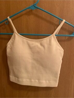 Zenana Sand Beige Ribbed Brami Crop Top